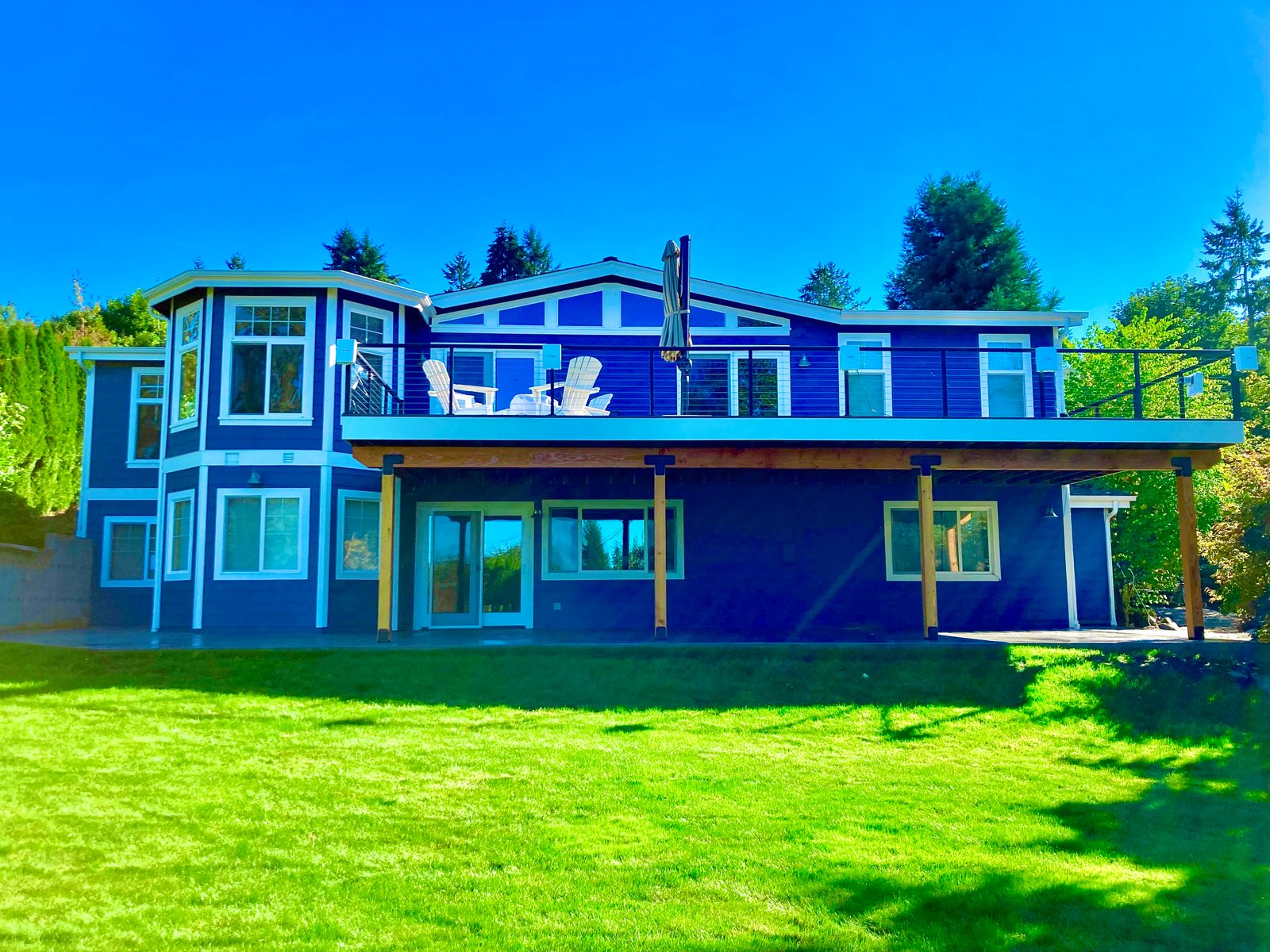 Yellow house with landscaping